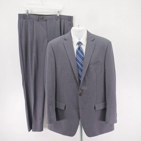 Ralph Lauren Wool Gray Twill 2 Piece Suit 42L 39 / 32 Mid Rise‎ Pleated 2 Button - Picture 1 of 15